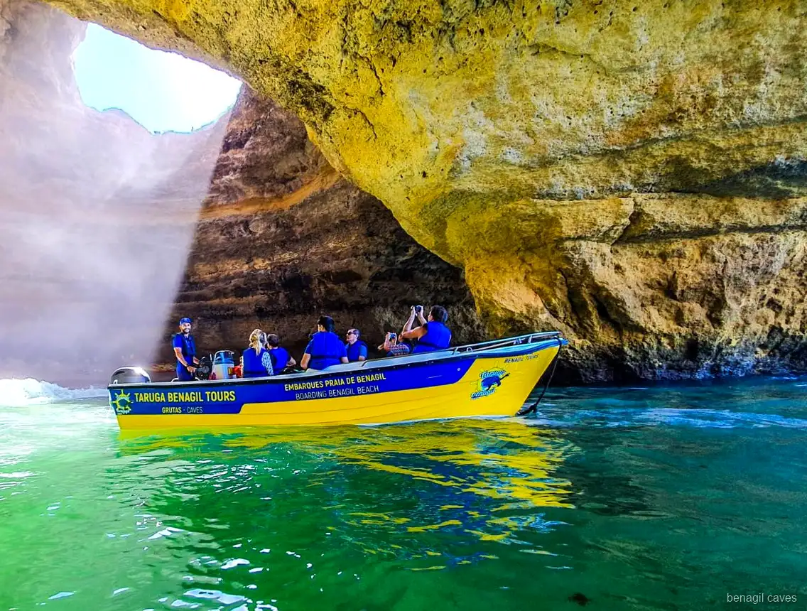 Boat launching from Benagil Beach on the express boat tour